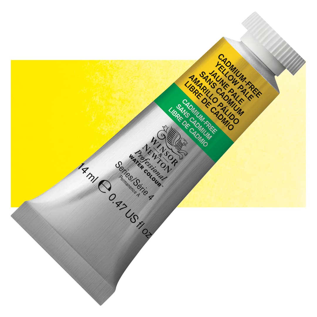 Open in modal - Winsor & Newton Professional Watercolor - Cadmium-Free Yellow Pale, 14 ml tube and swatch