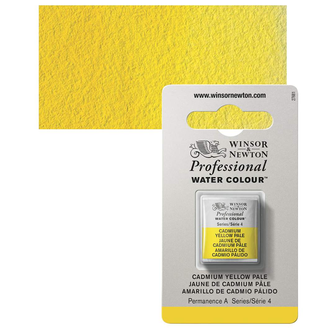Open in modal - Winsor & Newton Professional Watercolor - Cadmium Yellow Pale, Half Pan and swatch