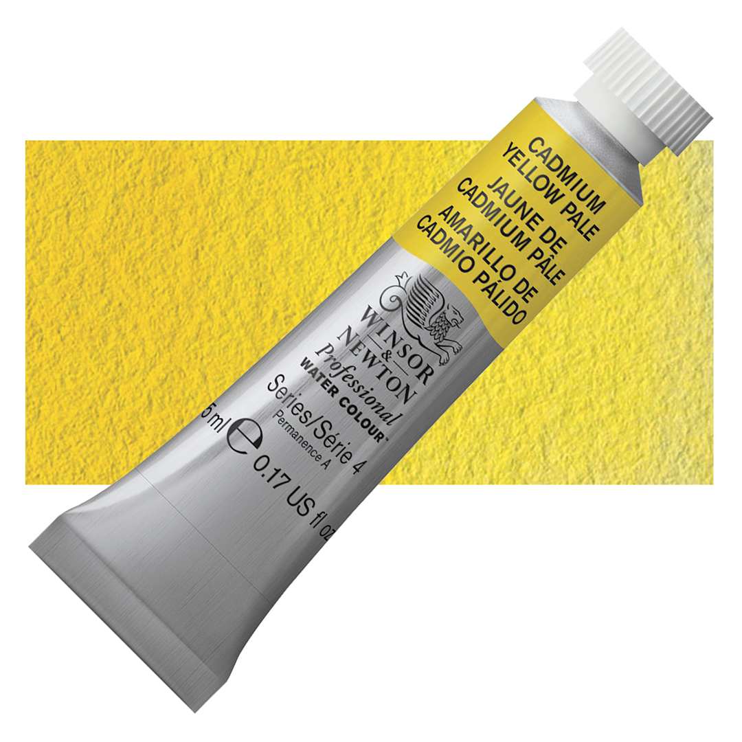 Open in modal - Winsor & Newton Professional Watercolor - Cadmium Yellow Pale, 5 ml Tube and swatch