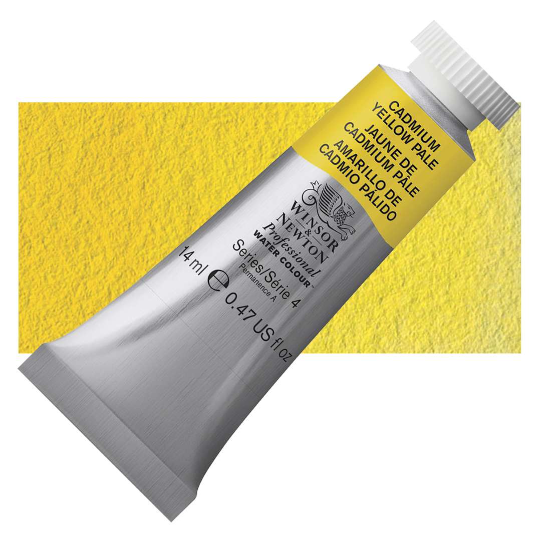 Open in modal - Winsor & Newton Professional Watercolor - Cadmium Yellow Pale, 14 ml Tube and swatch
