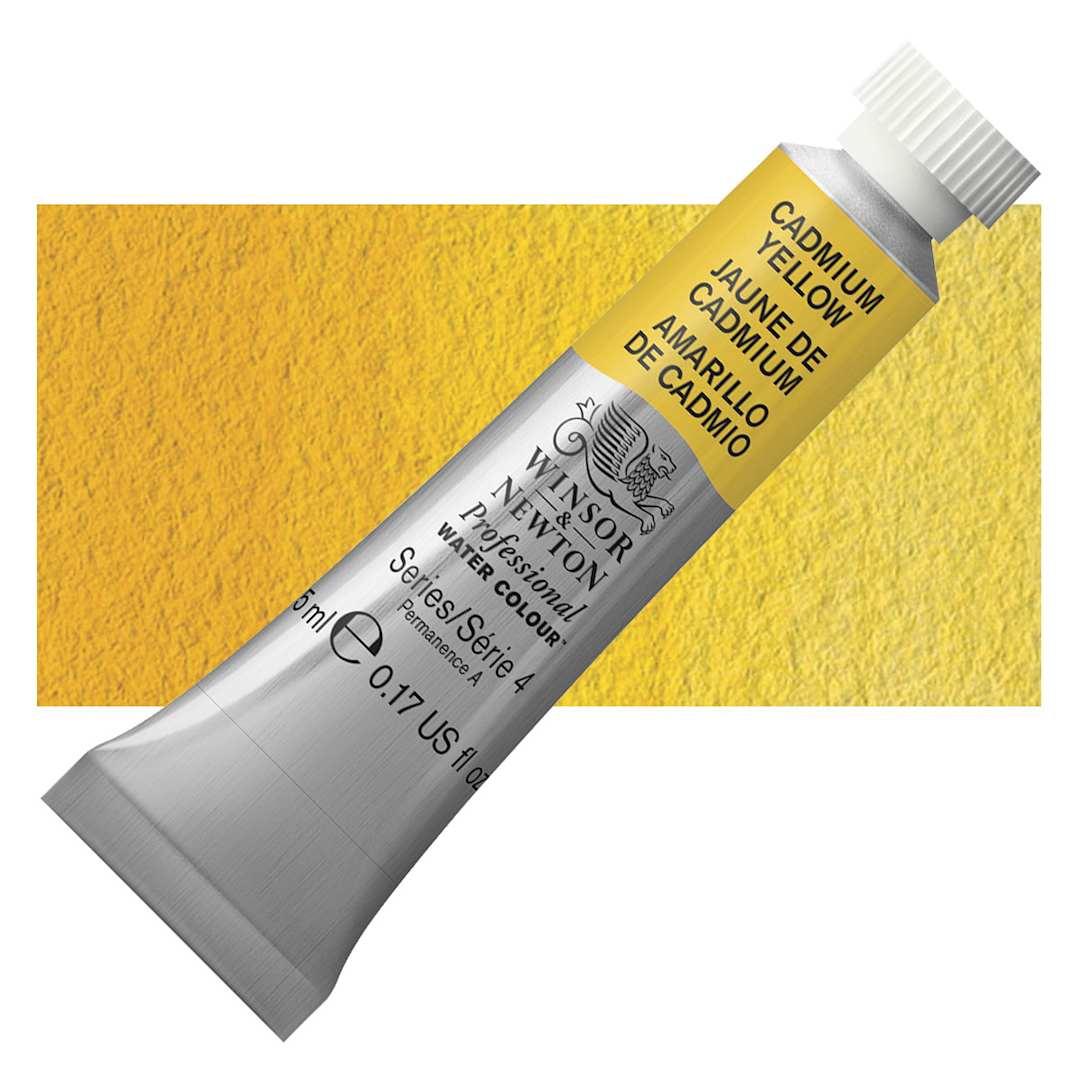 Open in modal - Winsor & Newton Professional Watercolor - Cadmium Yellow, 5 ml Tube and swatch