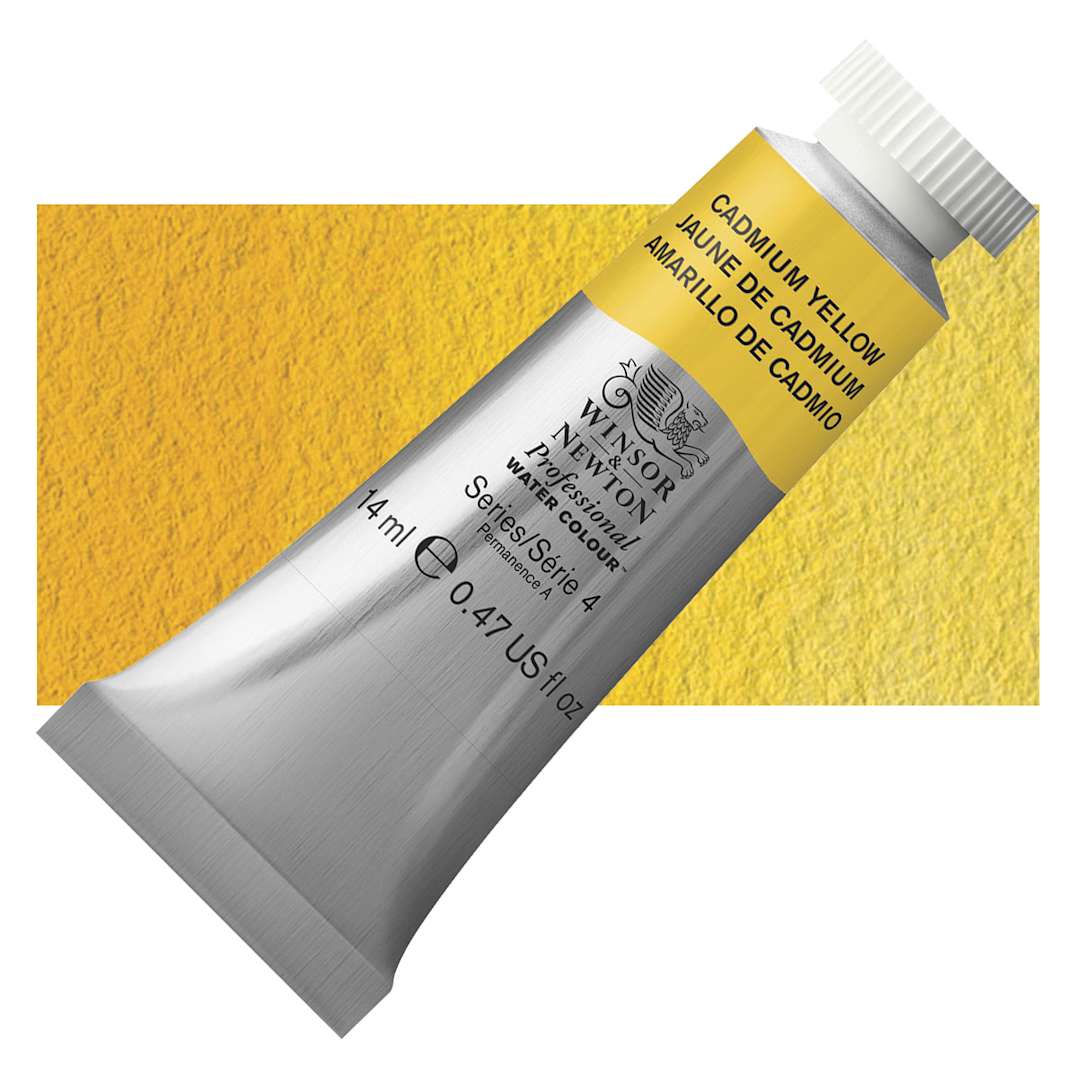 Open in modal - Winsor & Newton Professional Watercolor - Cadmium Yellow, 14 ml tube and swatch