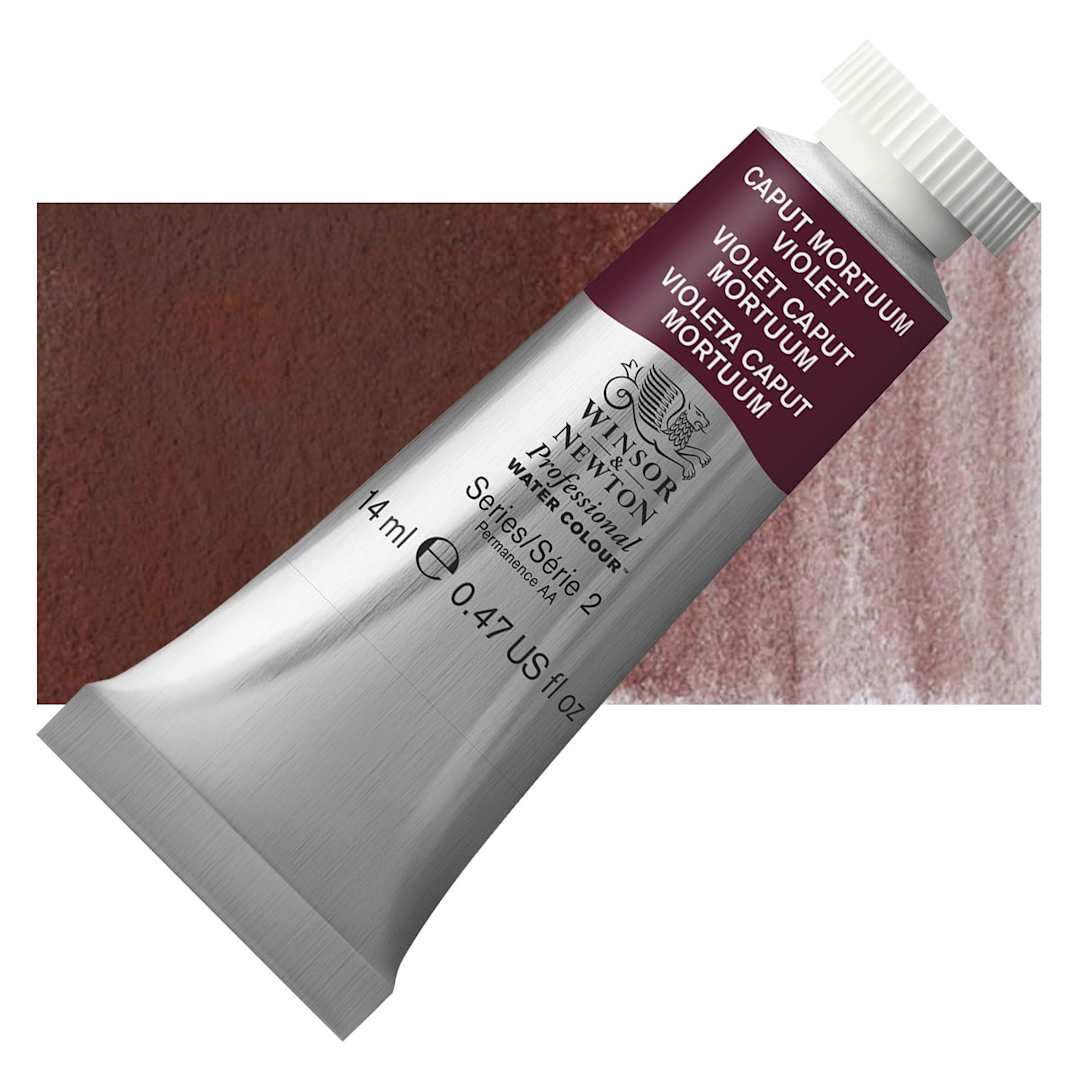 Open in modal - Winsor & Newton Professional Watercolor - Caput Mortuum Violet, 14 ml Tube and swatch