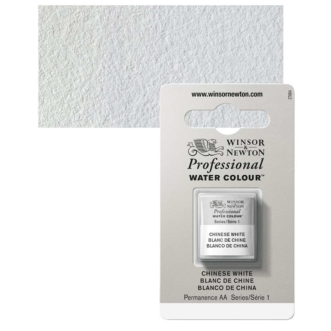 Open in modal - Winsor & Newton Professional Watercolor - Chinese White, Half Pan and swatch