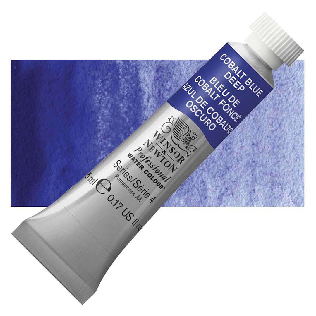 Open in modal - Winsor & Newton Professional Watercolor - Cobalt Blue Deep, 5 ml Tube and swatch