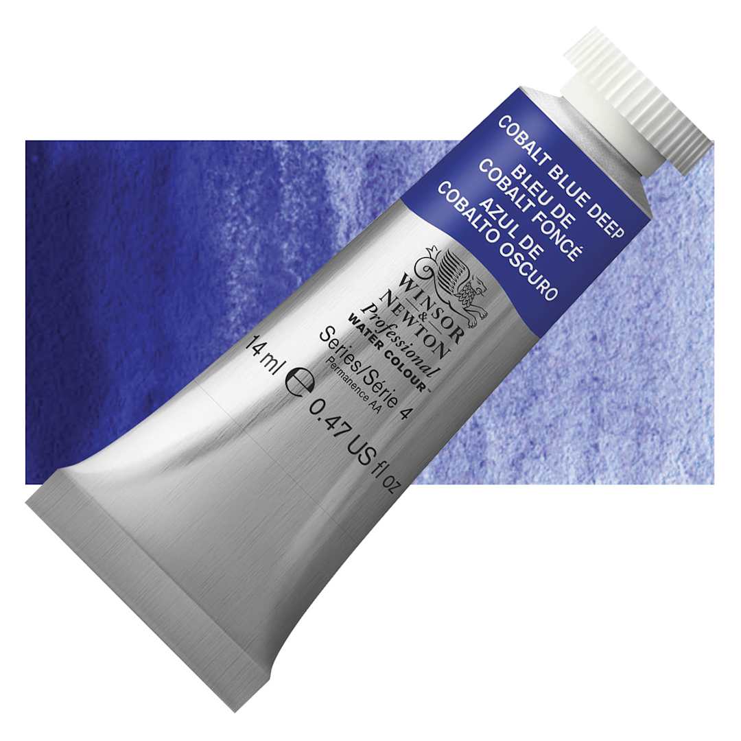 Open in modal - Winsor & Newton Professional Watercolor - Cobalt Blue Deep, 14 ml Tube and swatch