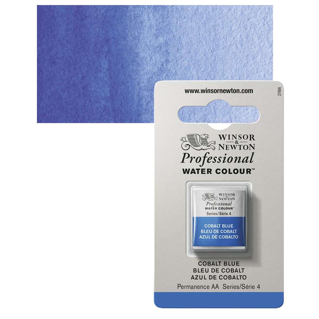 Open in modal - Winsor & Newton Professional Watercolor - Cobalt Blue, Half Pan and swatch