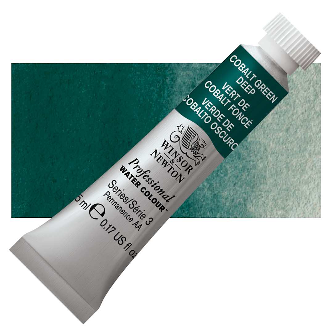 Open in modal - Winsor & Newton Professional Watercolor - Cobalt Green Deep, 5 ml Tube and swatch