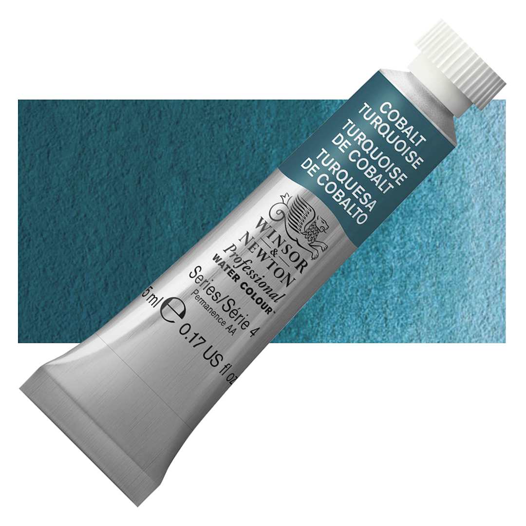 Open in modal - Winsor & Newton Professional Watercolor - Cobalt Turquoise, 5 ml Tube and swatch