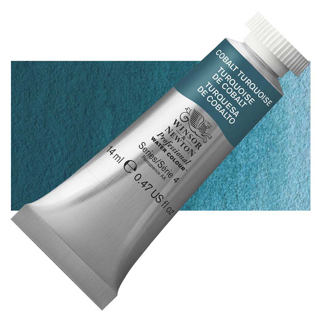 Open in modal - Winsor & Newton Professional Watercolor - Cobalt Turquoise, 14 ml tube and swatch