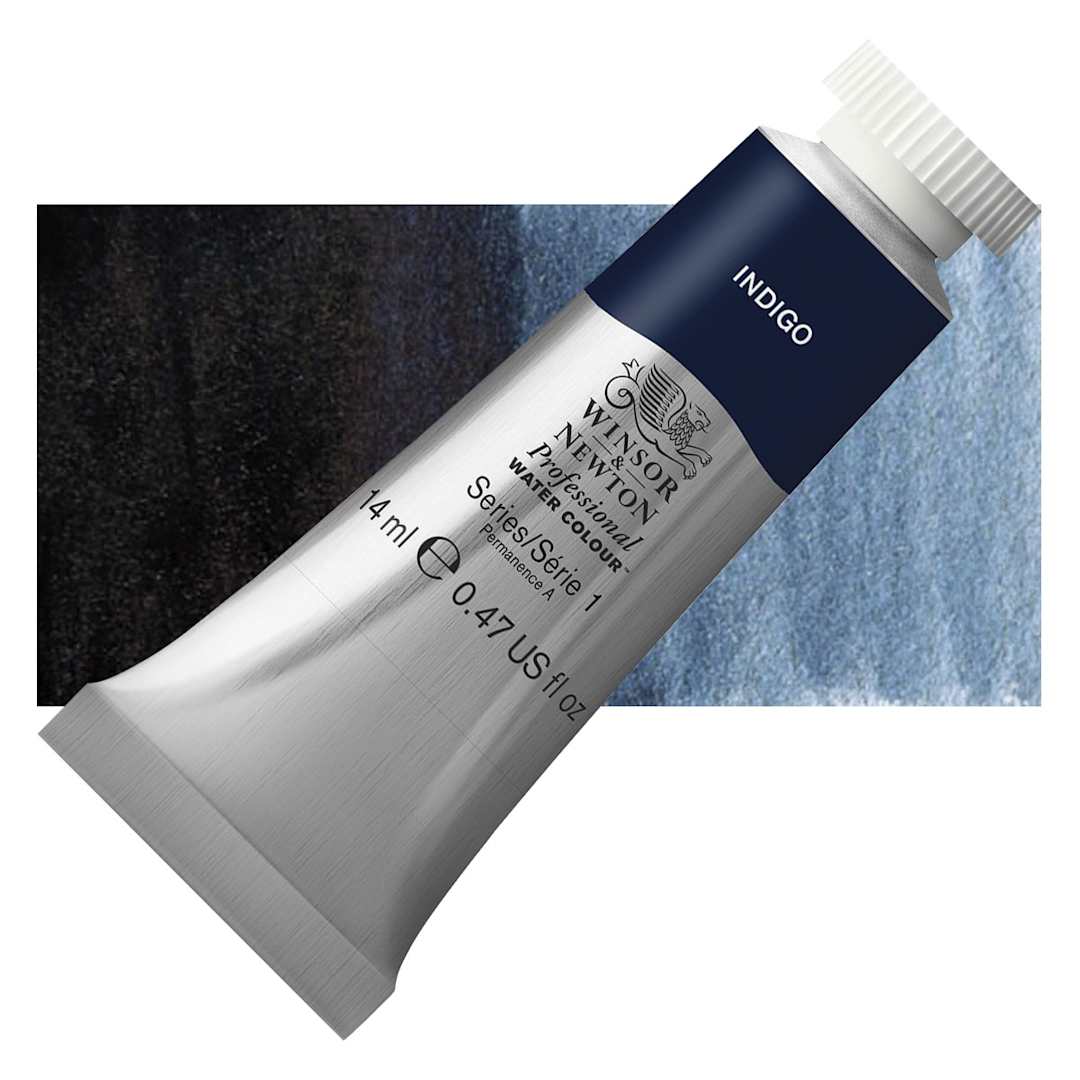 Open in modal - Winsor & Newton Professional Watercolor - Indigo, 14 ml Tube and swatch