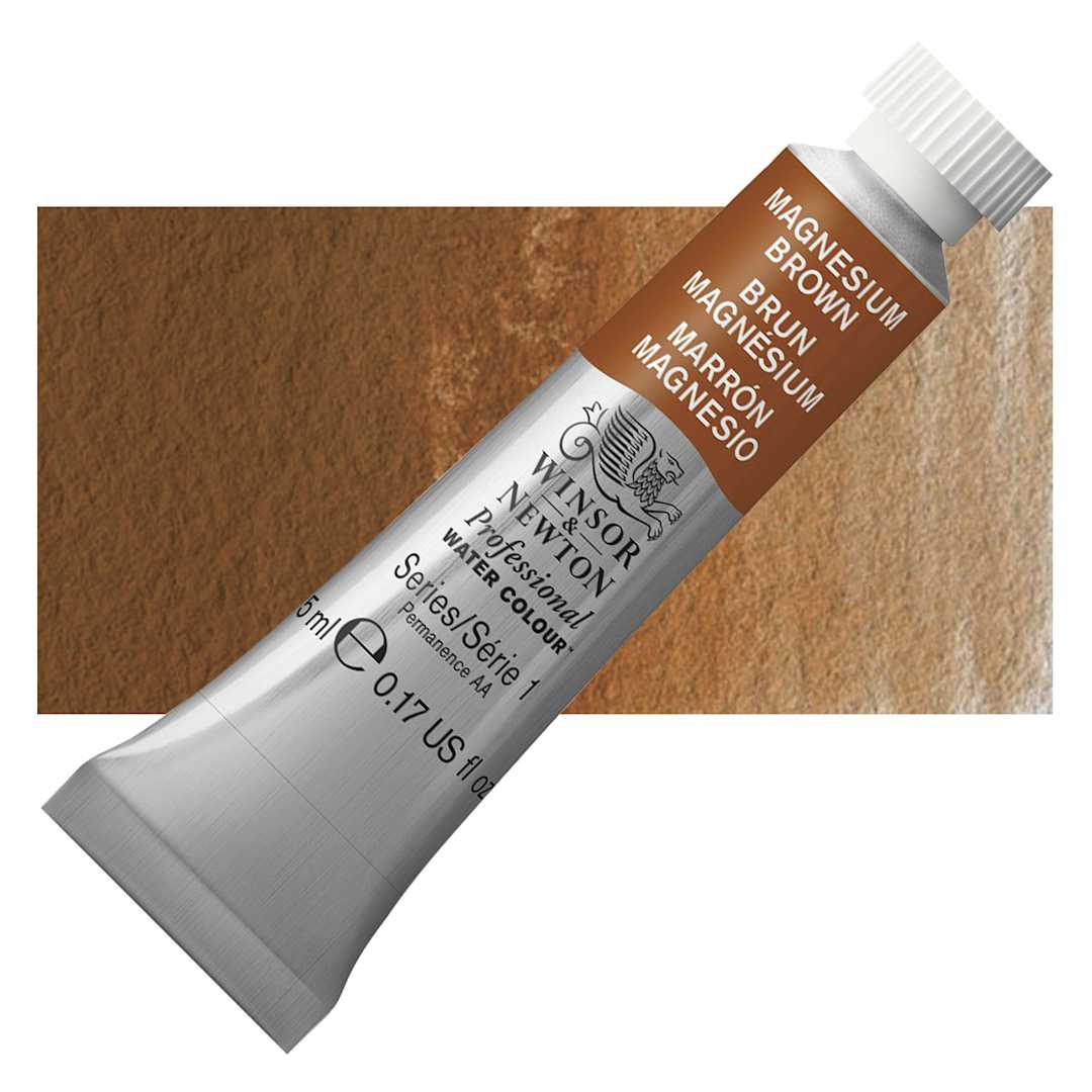 Open in modal - Winsor & Newton Professional Watercolor - Magnesium Brown, 5 ml Tube and swatch