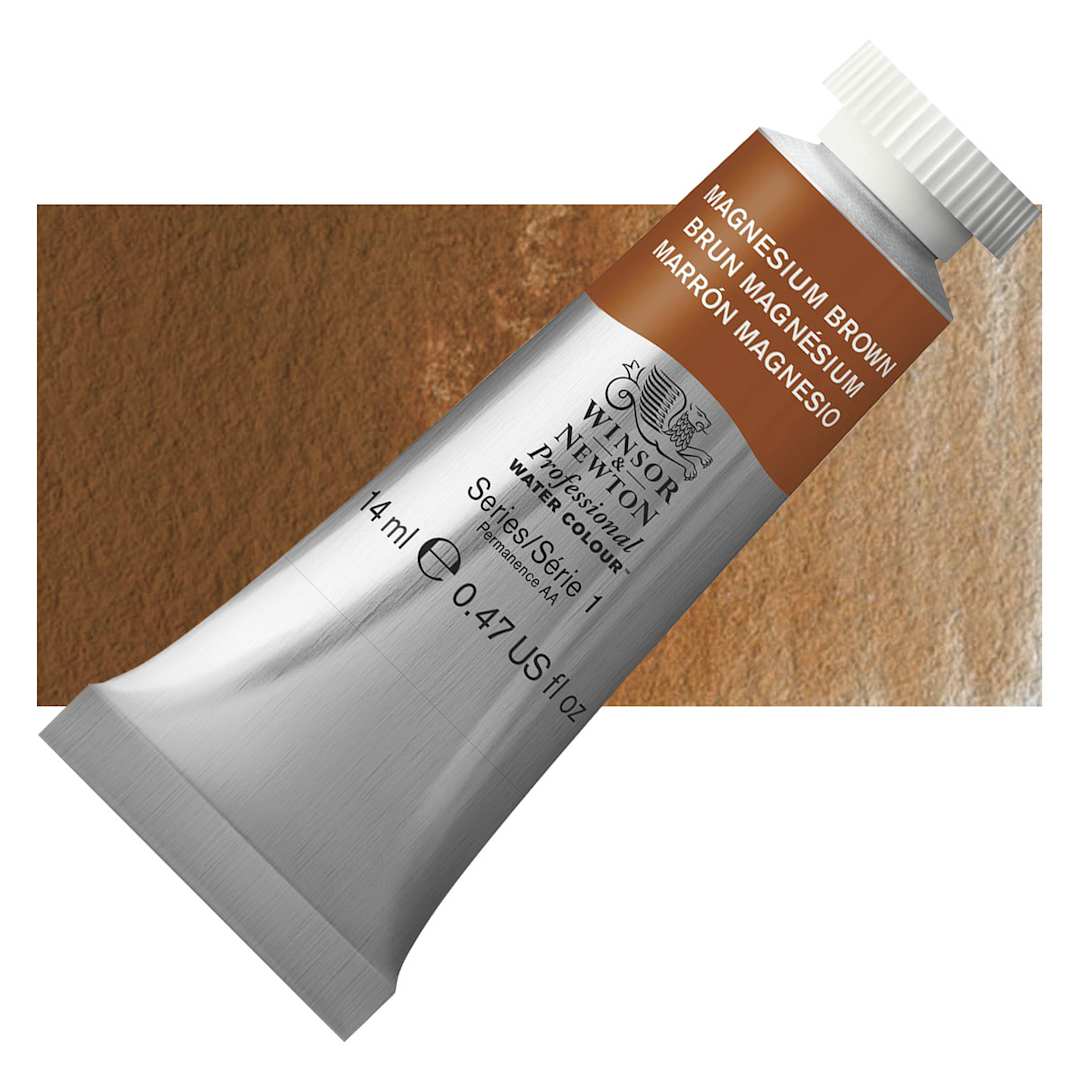 Open in modal - Winsor & Newton Professional Watercolor - Magnesium Brown, 14 ml Tube and swatch
