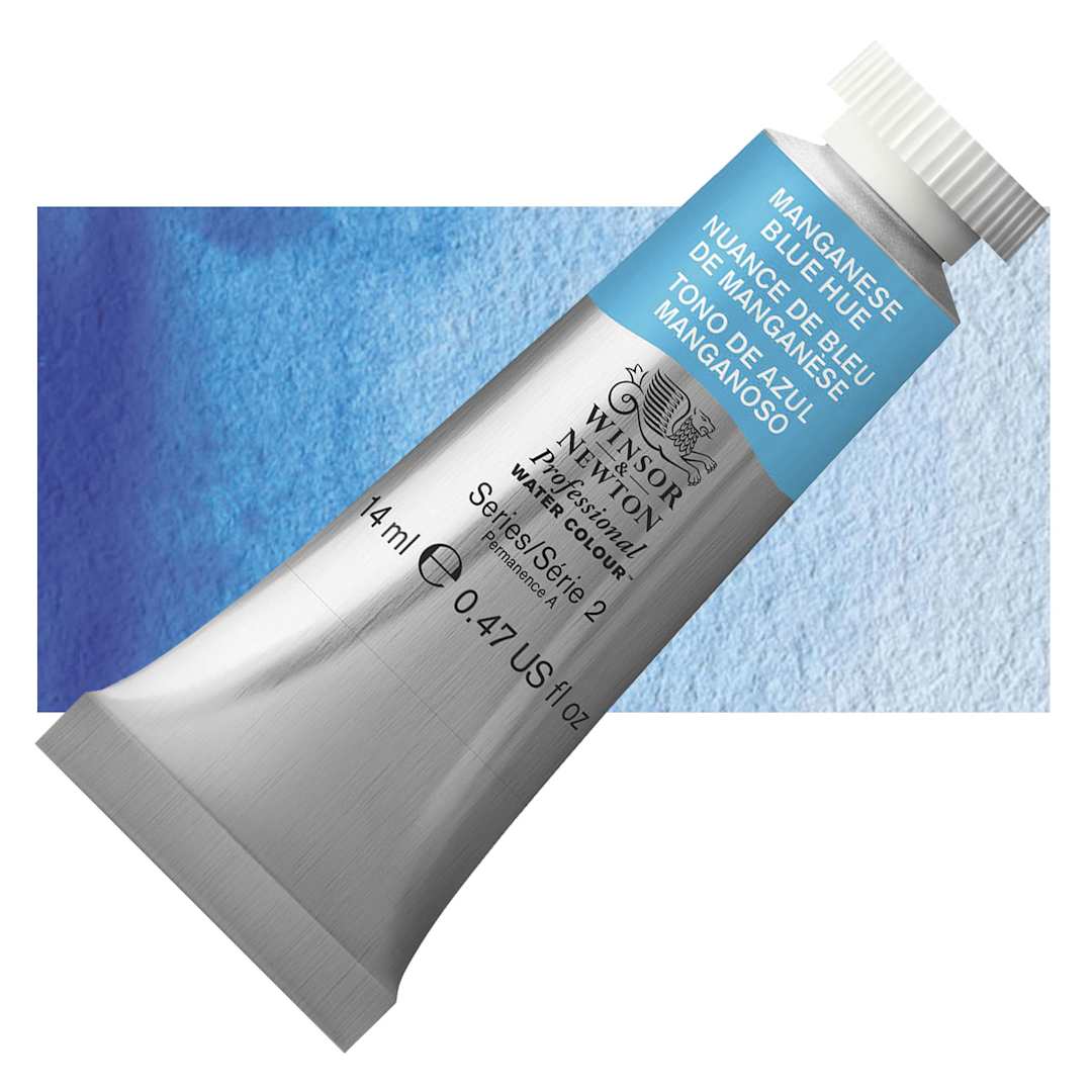Open in modal - Winsor & Newton Professional Watercolor - Manganese Blue Hue, 14 ml tube and swatch