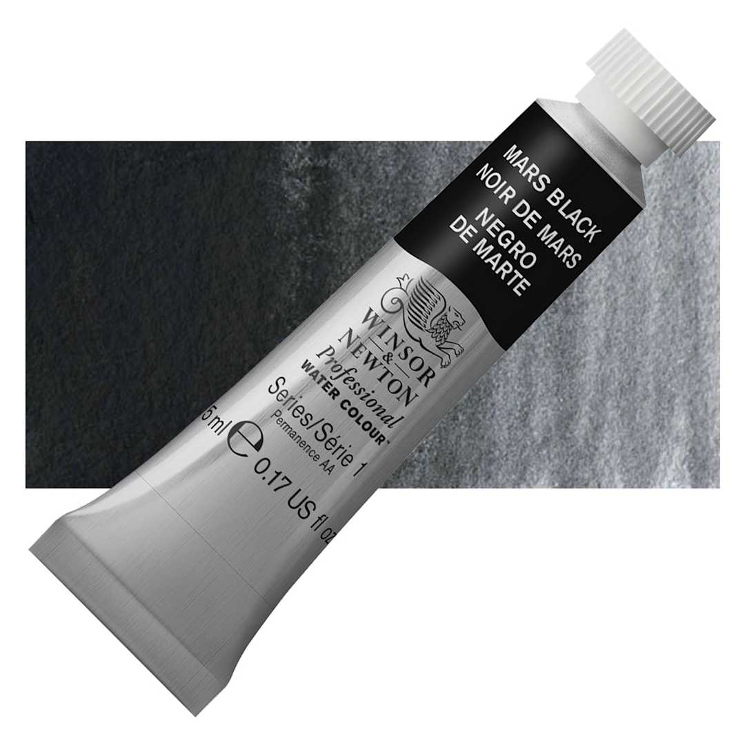 Open in modal - Winsor & Newton Professional Watercolor - Mars Black, 5 ml tube and swatch