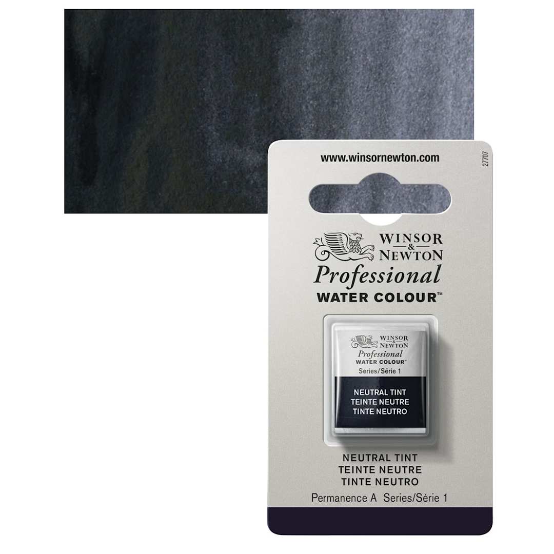 Open in modal - Winsor & Newton Professional Watercolor - Neutral Tint, Half Pan and swatch