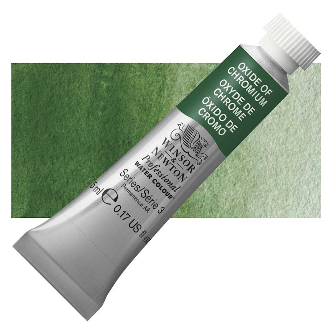 Open in modal - Winsor & Newton Professional Watercolor - Oxide of Chromium, 5 ml Tube and swatch