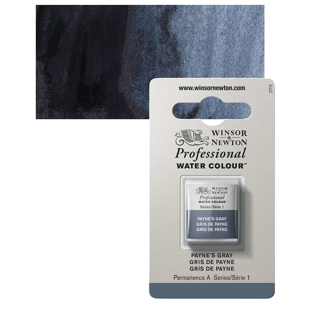 Open in modal - Winsor & Newton Professional Watercolor - Payne's Gray, Half Pan and swatch