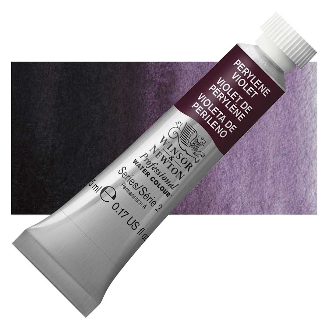 Open in modal - Winsor & Newton Professional Watercolor - Perylene Violet, 5 ml Tube and swatch