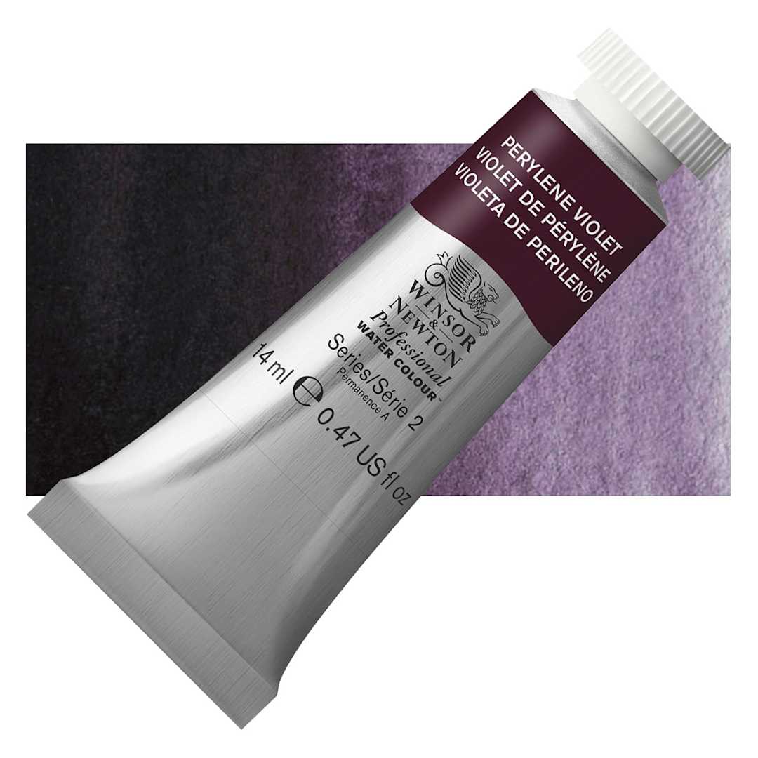Open in modal - Winsor & Newton Professional Watercolor - Perylene Violet, 14 ml Tube and swatch