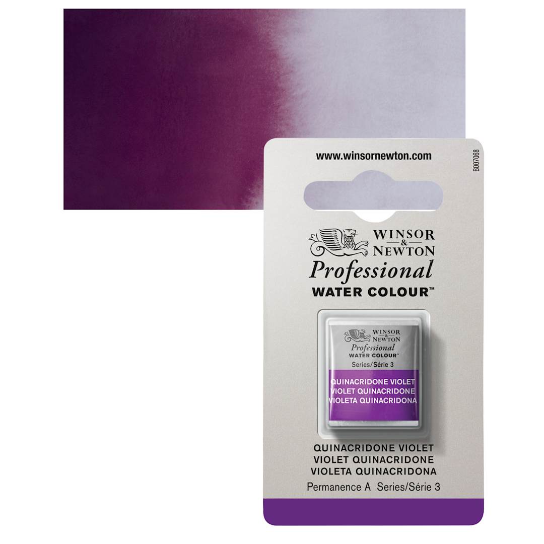 Open in modal - Winsor & Newton Professional Watercolor - Quinacridone Violet, Half Pan and swatch