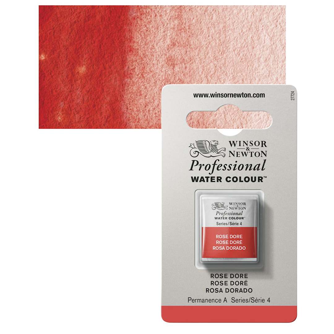 Open in modal - Winsor & Newton Professional Watercolor - Rose Doré, Half Pan and swatch
