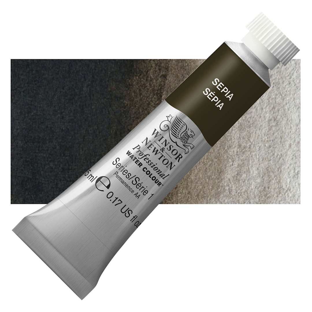 Open in modal - Winsor & Newton Professional Watercolor - Sepia, 5 ml Tube and swatch