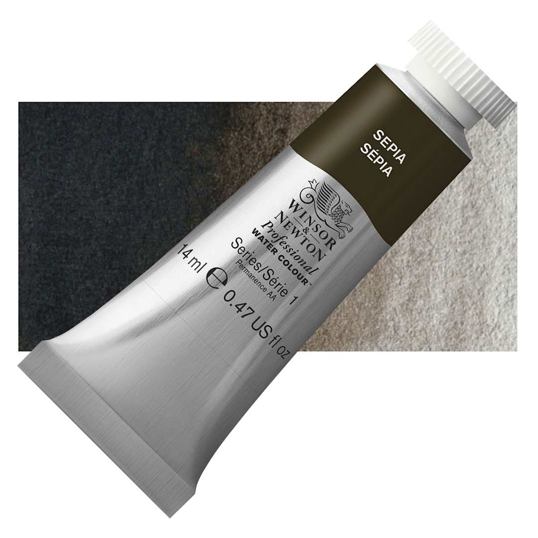 Open in modal - Winsor & Newton Professional Watercolor - Sepia, 14 ml Tube and swatch