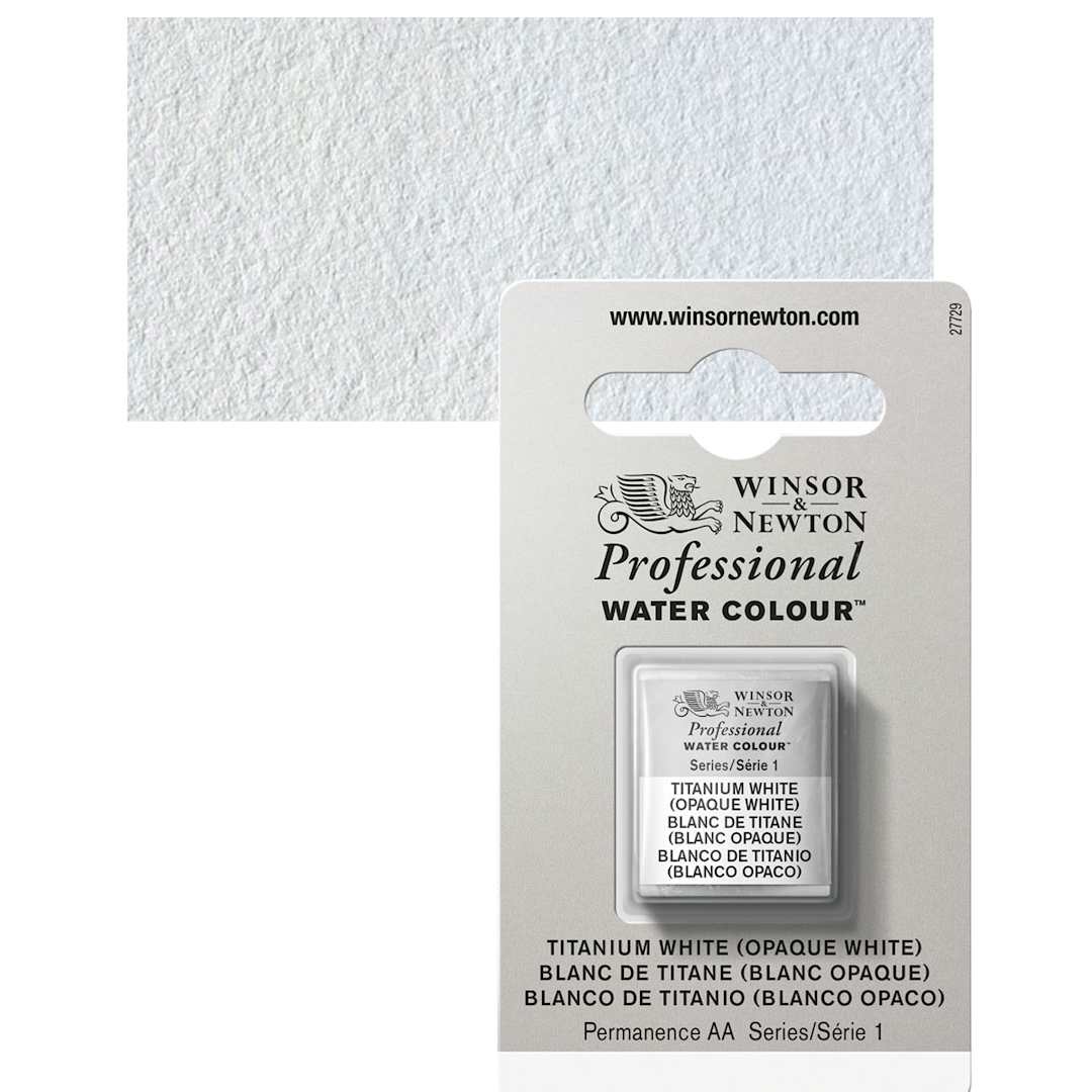 Open in modal - Winsor & Newton Professional Watercolor - Titanium White, Half Pan and swatch