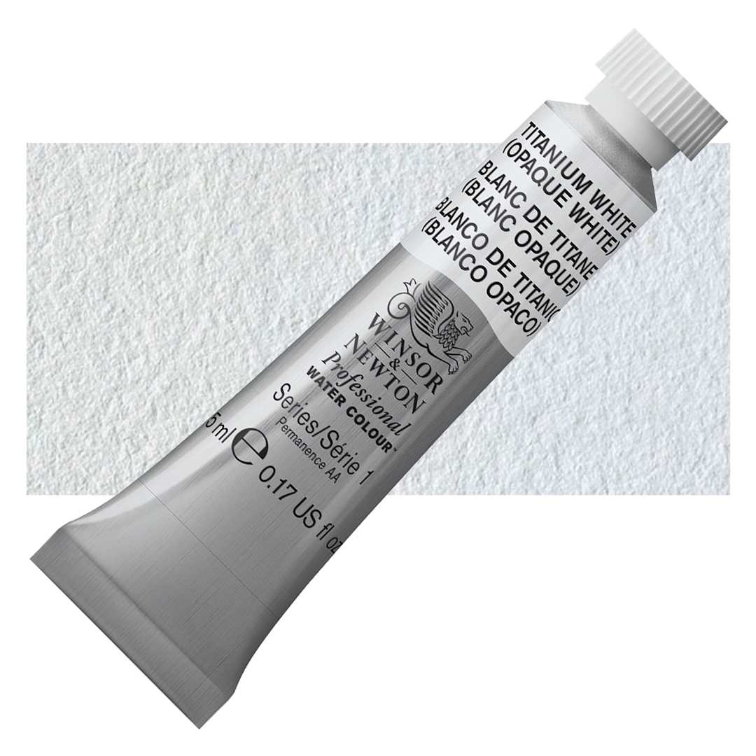 Open in modal - Winsor & Newton Professional Watercolor - Titanium White, 5 ml tube and swatch