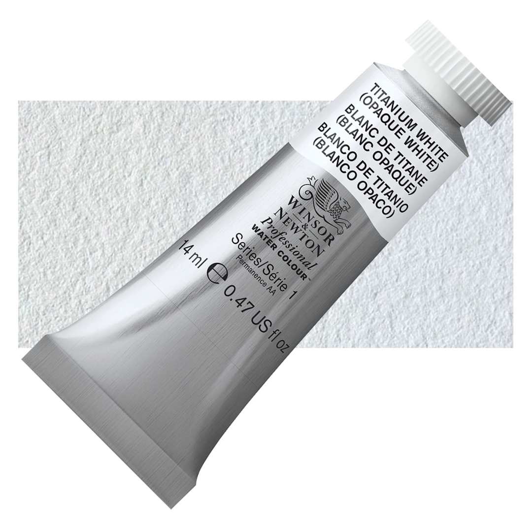 Open in modal - Winsor & Newton Professional Watercolor - Titanium White, 14 ml tube and swatch