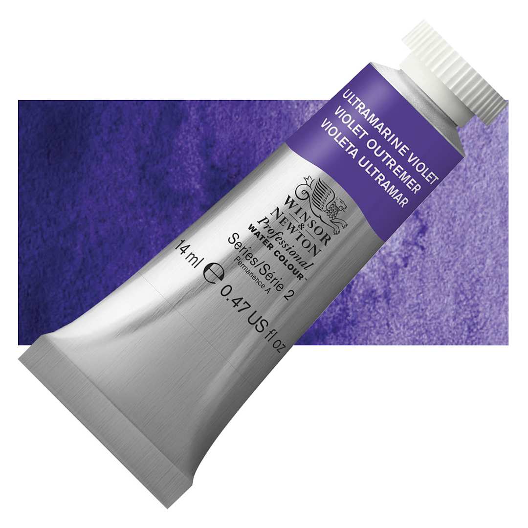 Open in modal - Winsor & Newton Professional Watercolor - Ultramarine Violet, 14 ml Tube and swatch