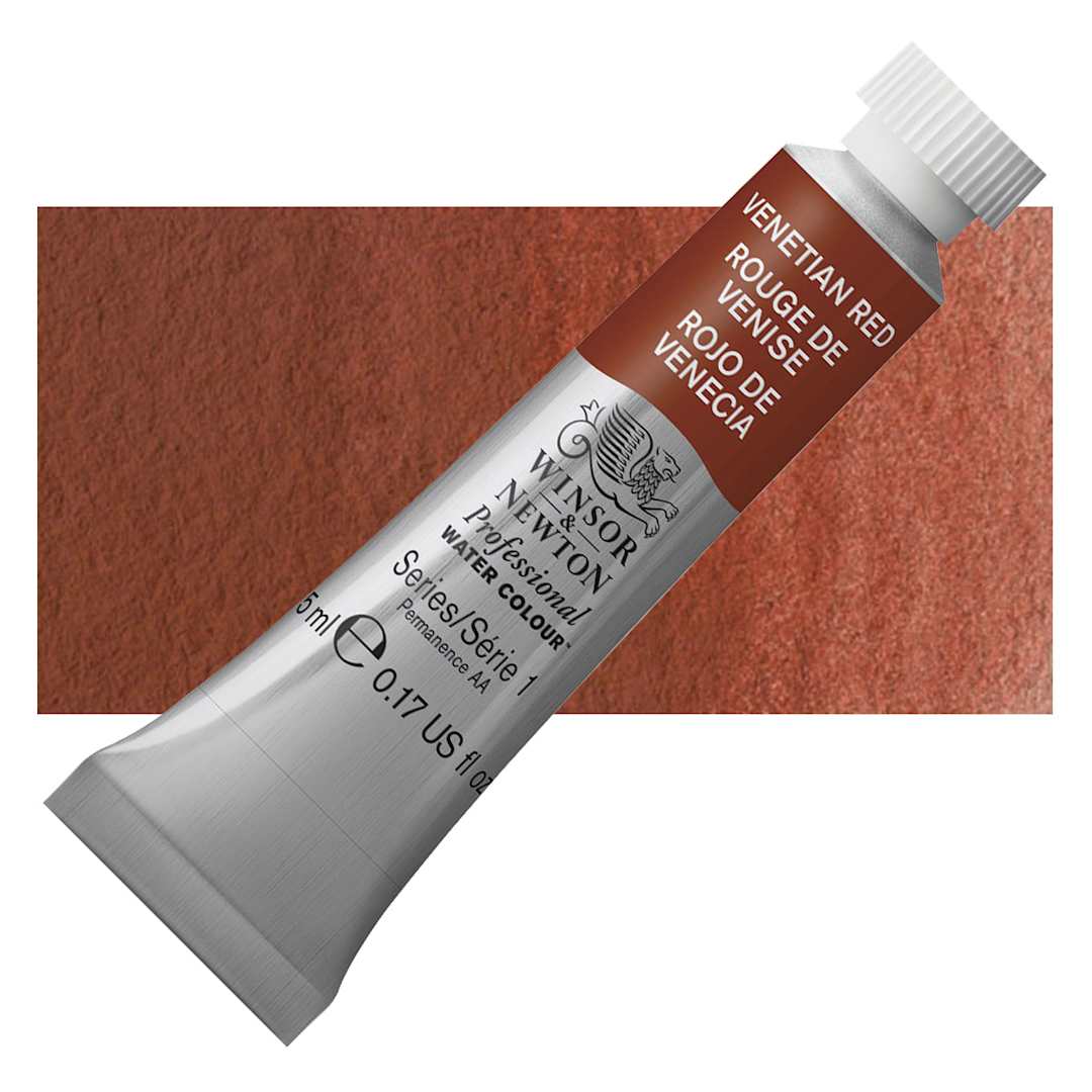 Open in modal - Winsor & Newton Professional Watercolor - Venetian Red, 5 ml Tube and swatch