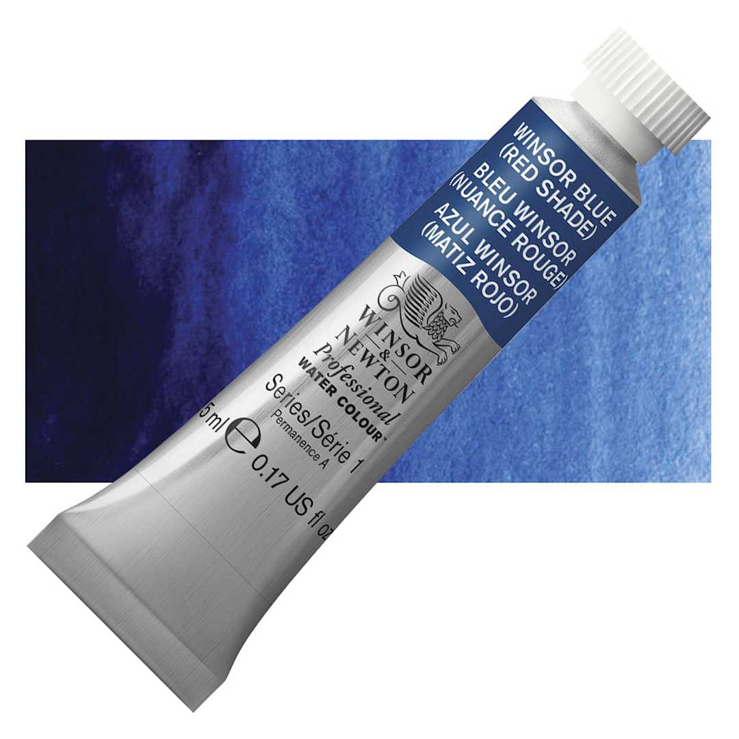 Open in modal - Winsor & Newton Professional Watercolor - Winsor Blue (Red Shade), 5 ml Tube and swatch