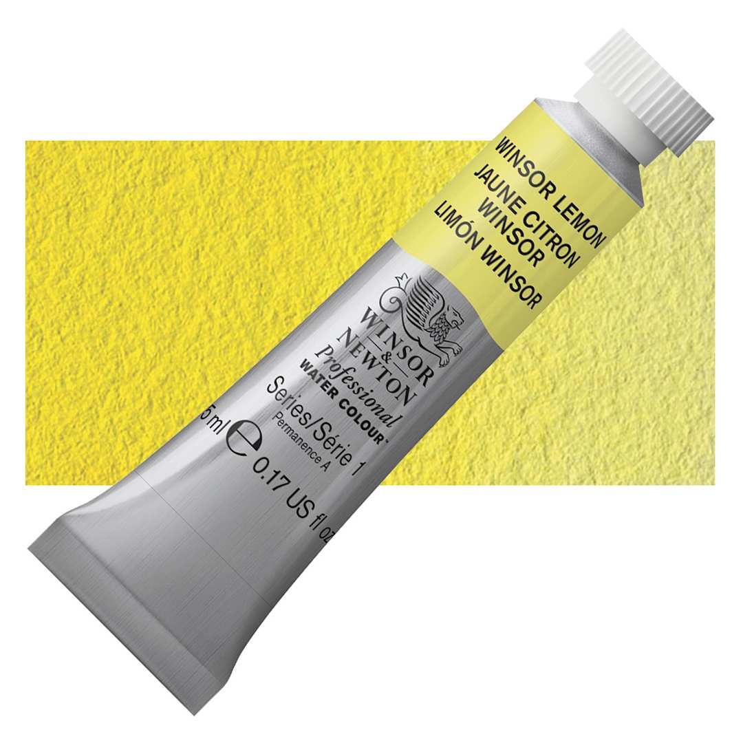 Open in modal - Winsor & Newton Professional Watercolor - Winsor Lemon, 5 ml Tube and swatch