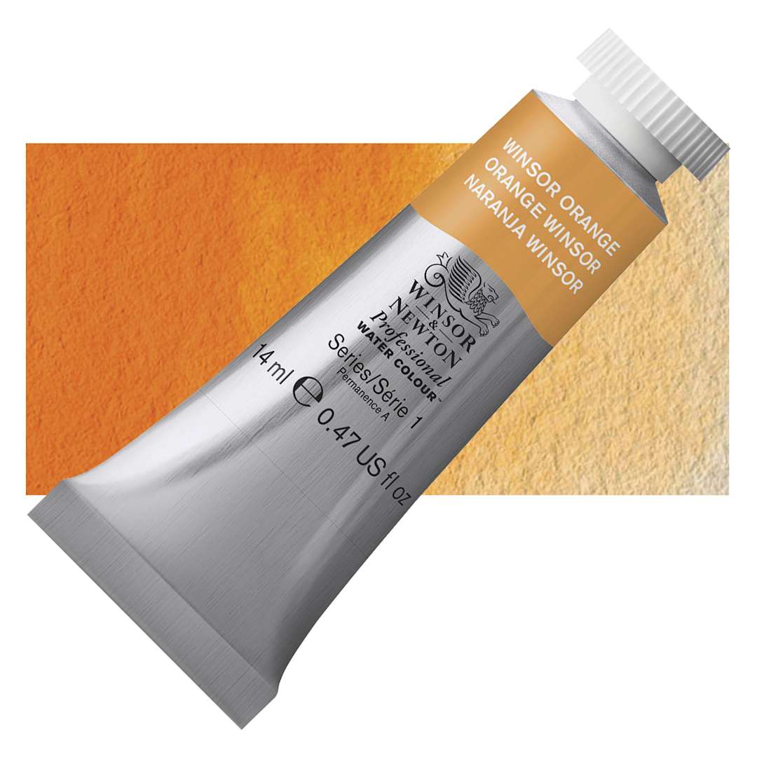 Open in modal - Winsor & Newton Professional Watercolor - Winsor Orange, 14 ml Tube and swatch