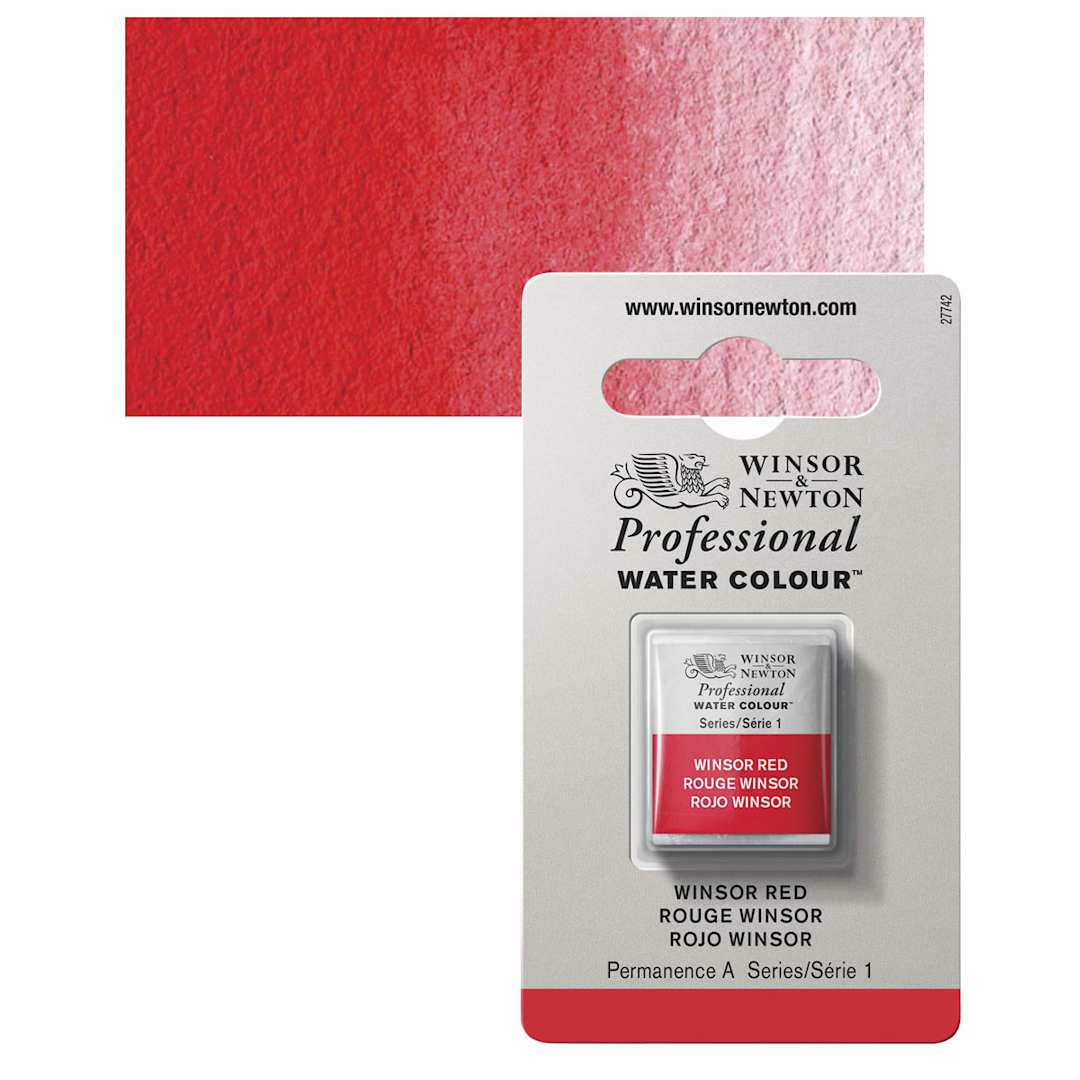 Open in modal - Winsor & Newton Professional Watercolor - Winsor Red, Half Pan and swatch
