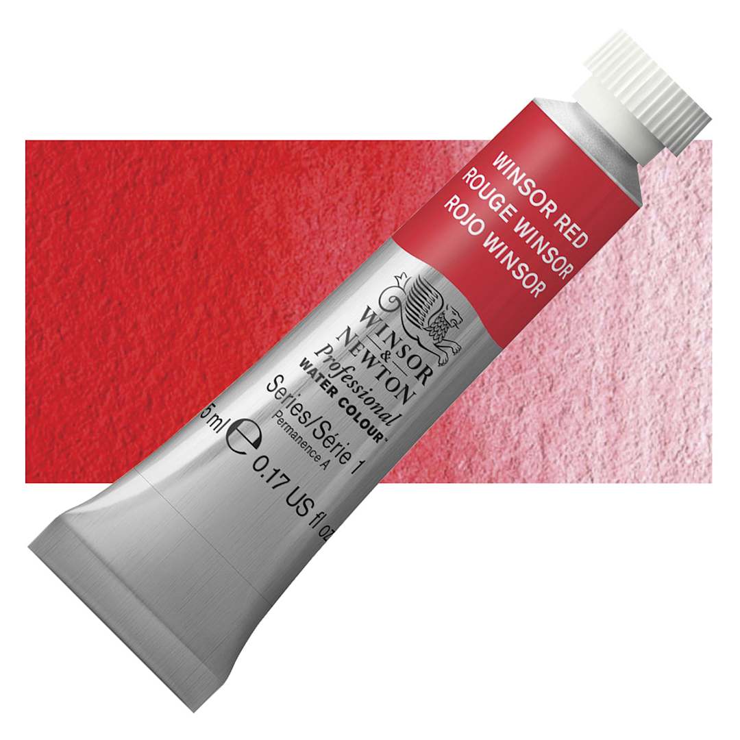 Open in modal - Winsor & Newton Professional Watercolor - Winsor Red, 5 ml Tube and swatch