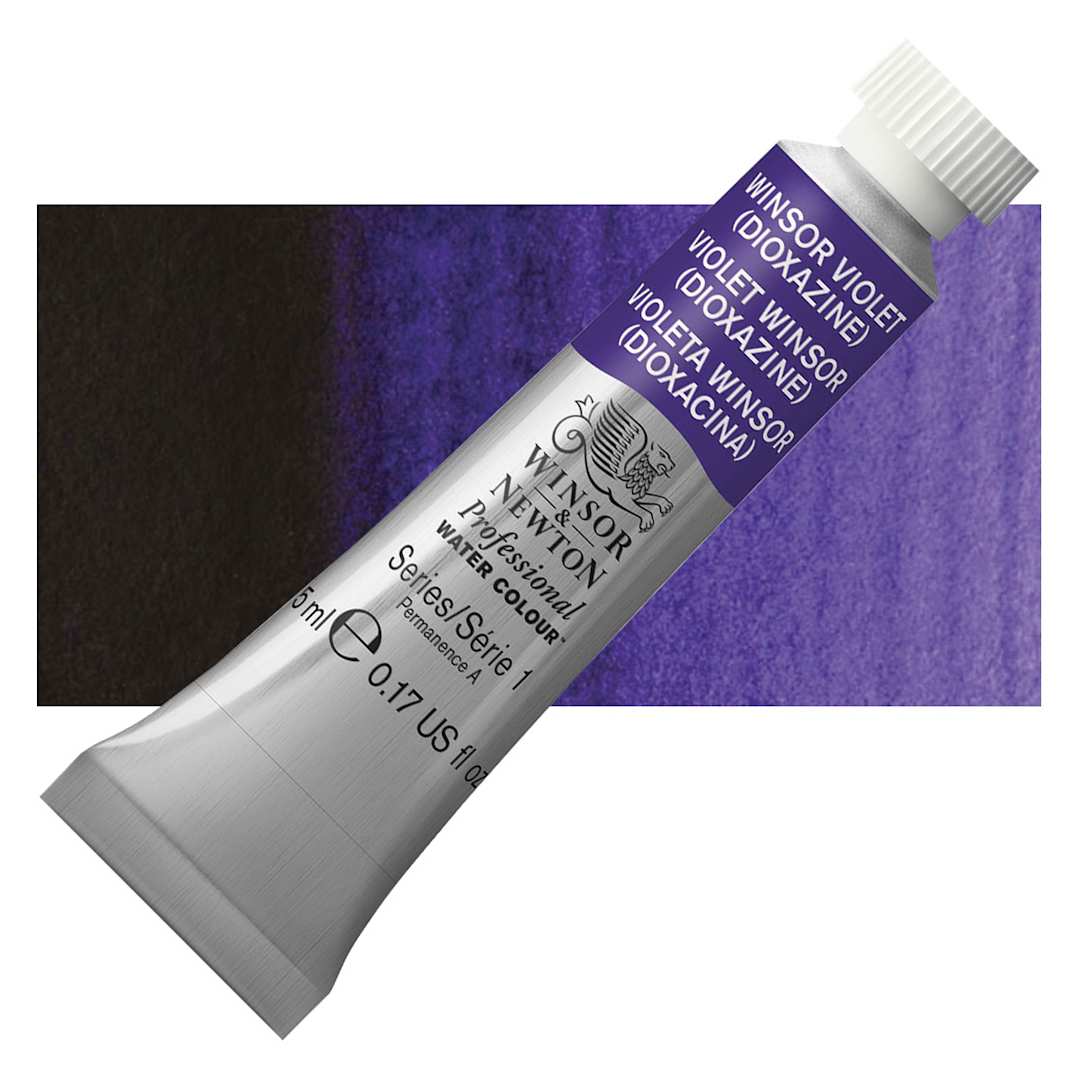 Open in modal - Winsor & Newton Professional Watercolor - Winsor Violet, 5 ml Tube and swatch