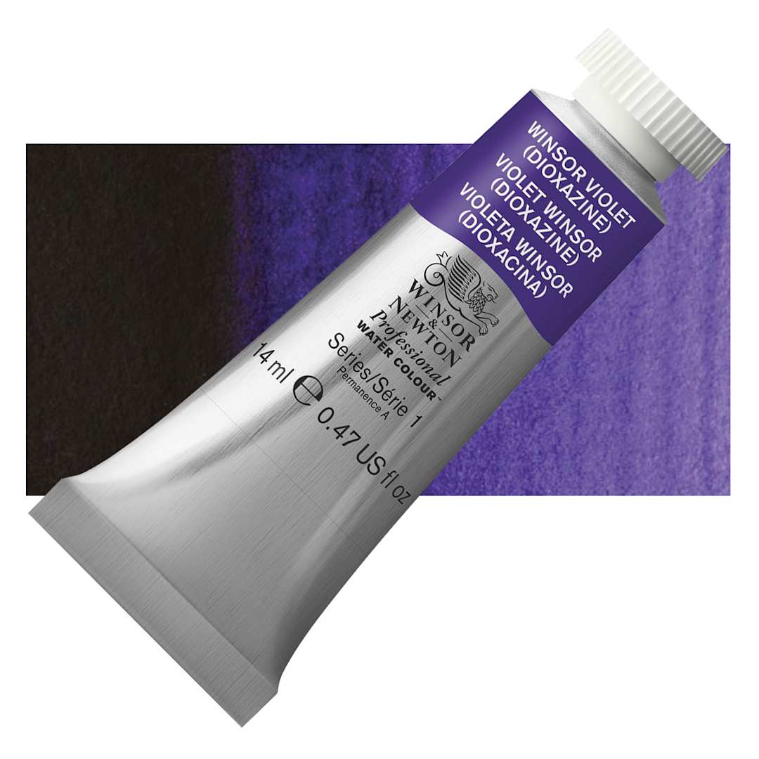 Open in modal - Winsor & Newton Professional Watercolor - Winsor Violet, 14 ml Tube and swatch