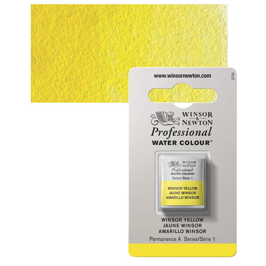 Open in modal - Winsor & Newton Professional Watercolor - Winsor Yellow, Half Pan and swatch