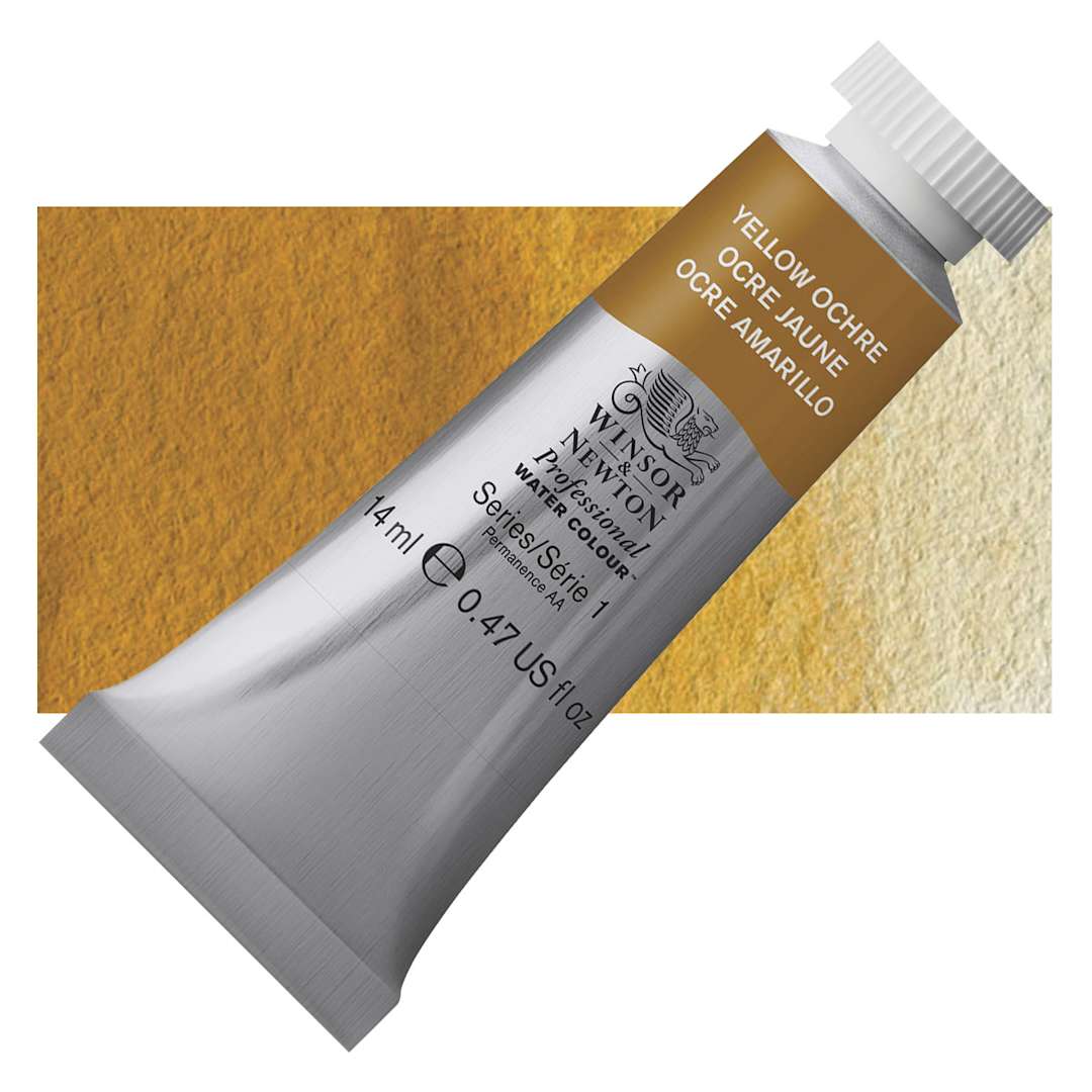 Open in modal - Winsor & Newton Professional Watercolor - Yellow Ochre, 14 ml Tube and swatch