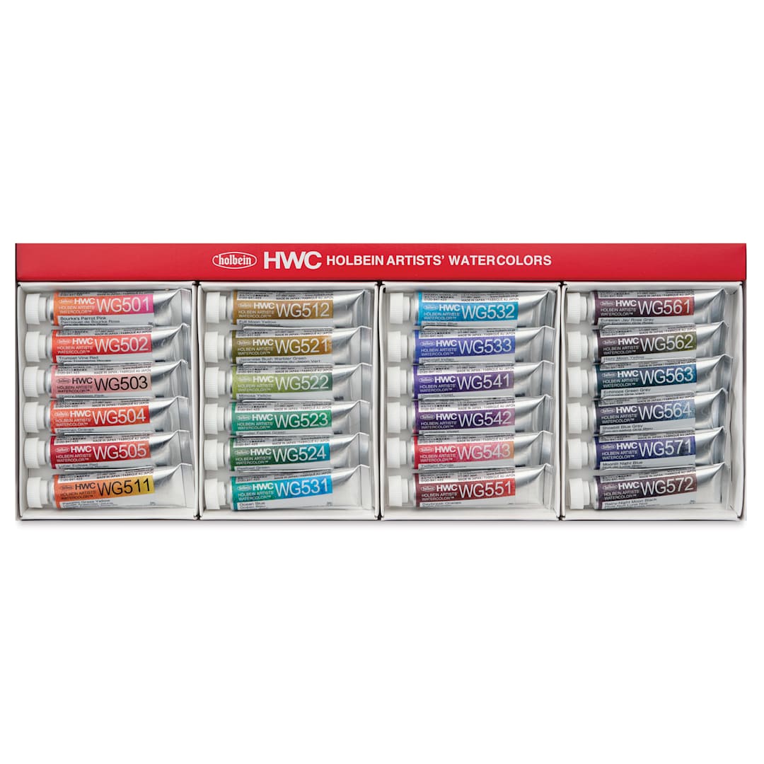 Open in modal - Holbein Artists' Watercolors- Granulating, Set of 24, 5 ml tubes in package