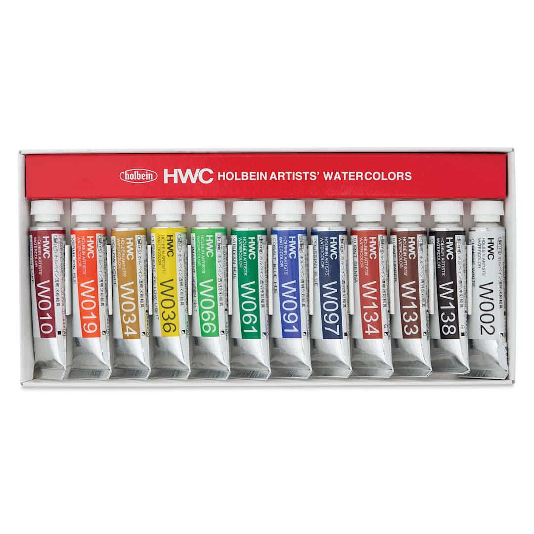 Open in modal - Holbein Artists' Watercolors - Set of 12, Assorted Colors, 5 ml Tubes