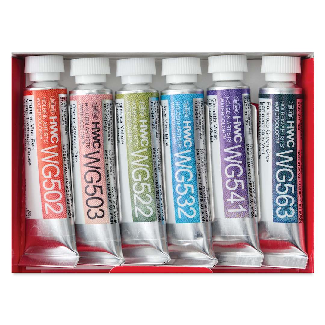 Open in modal - Holbein Artists' Watercolors- Set of 6, Granulating, Flower, 5 ml tubes in package