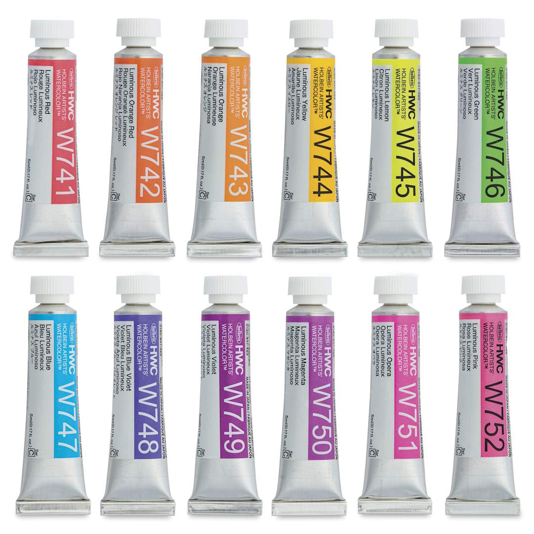 Open in modal - Holbein Artists' Watercolors- Set of 12, Luminous, 5 ml