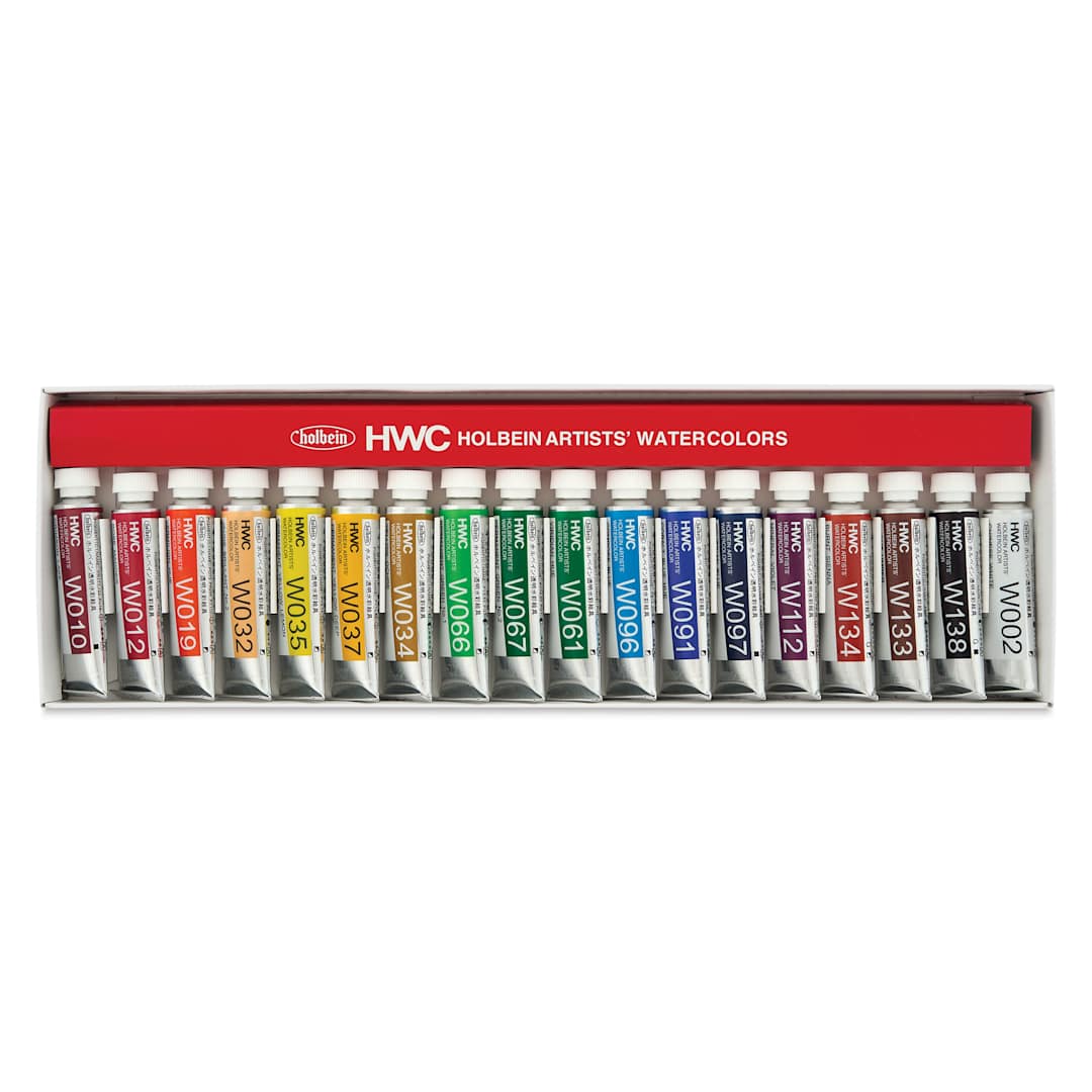 Open in modal - Holbein Artists' Watercolors - Set of 18, Assorted Colors, 5 ml Tubes