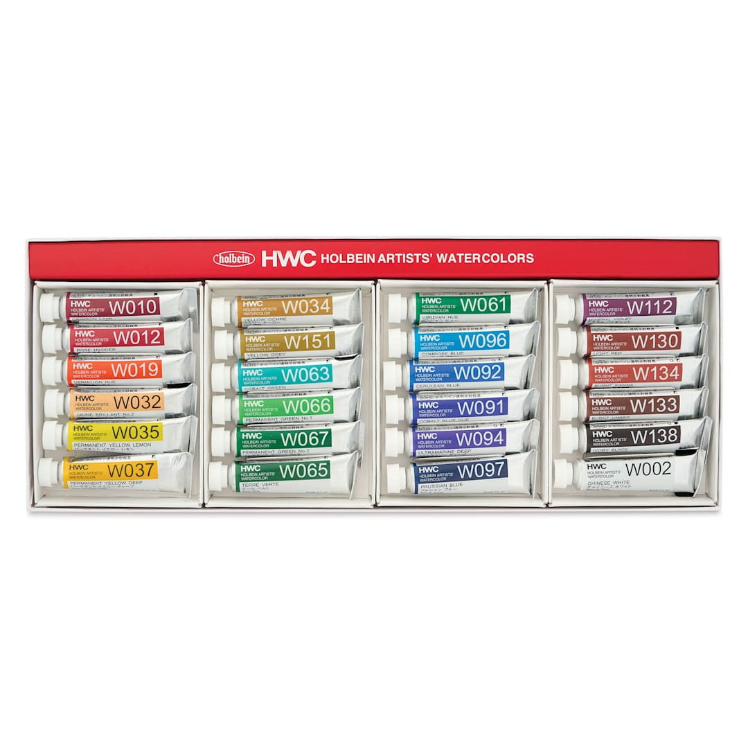 Open in modal - Holbein Artists' Watercolors - Set of 24, Assorted Colors, 5 ml Tubes