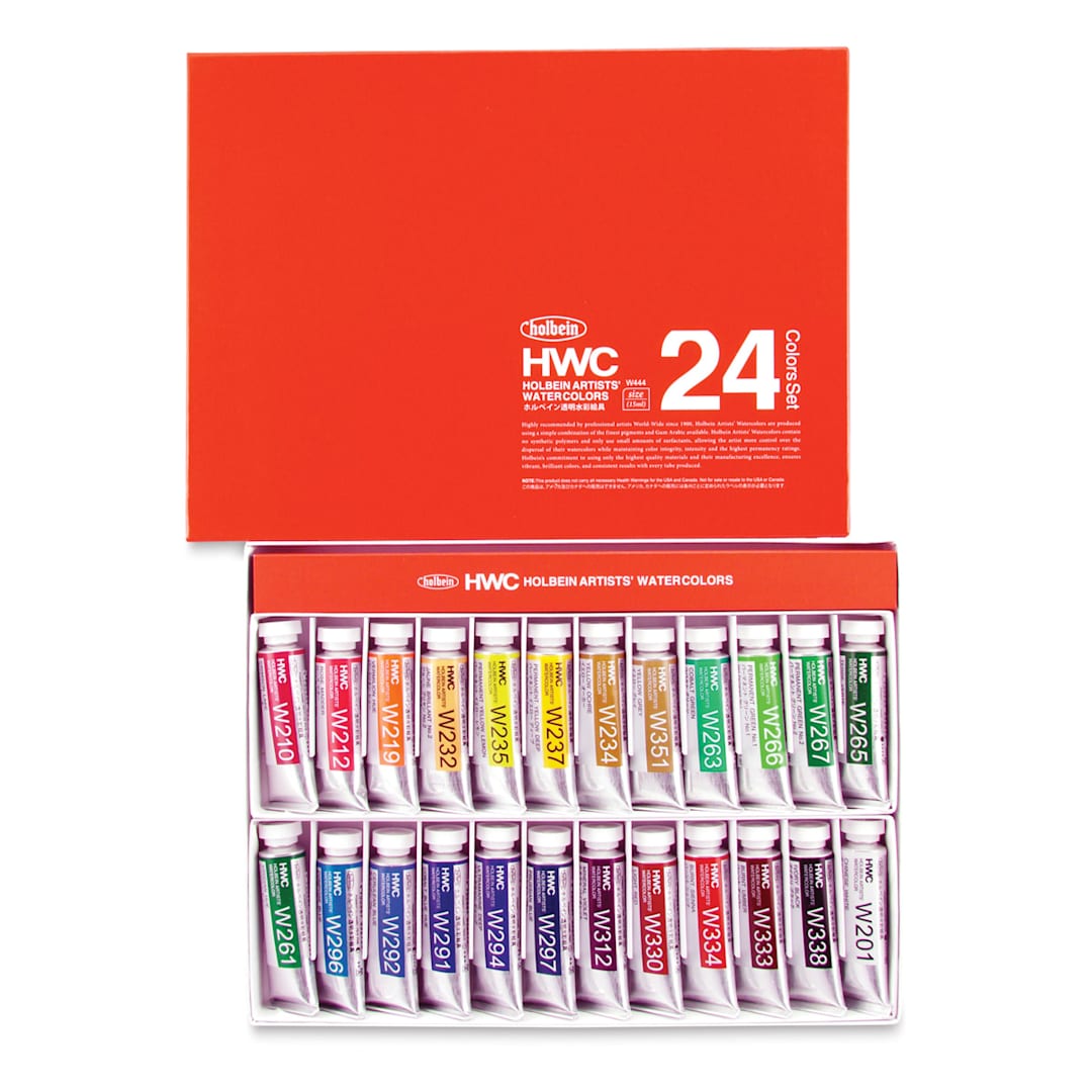 Open in modal - Holbein Artists' Watercolors - Assorted Colors, Set of 24, 15 ml, Tubes