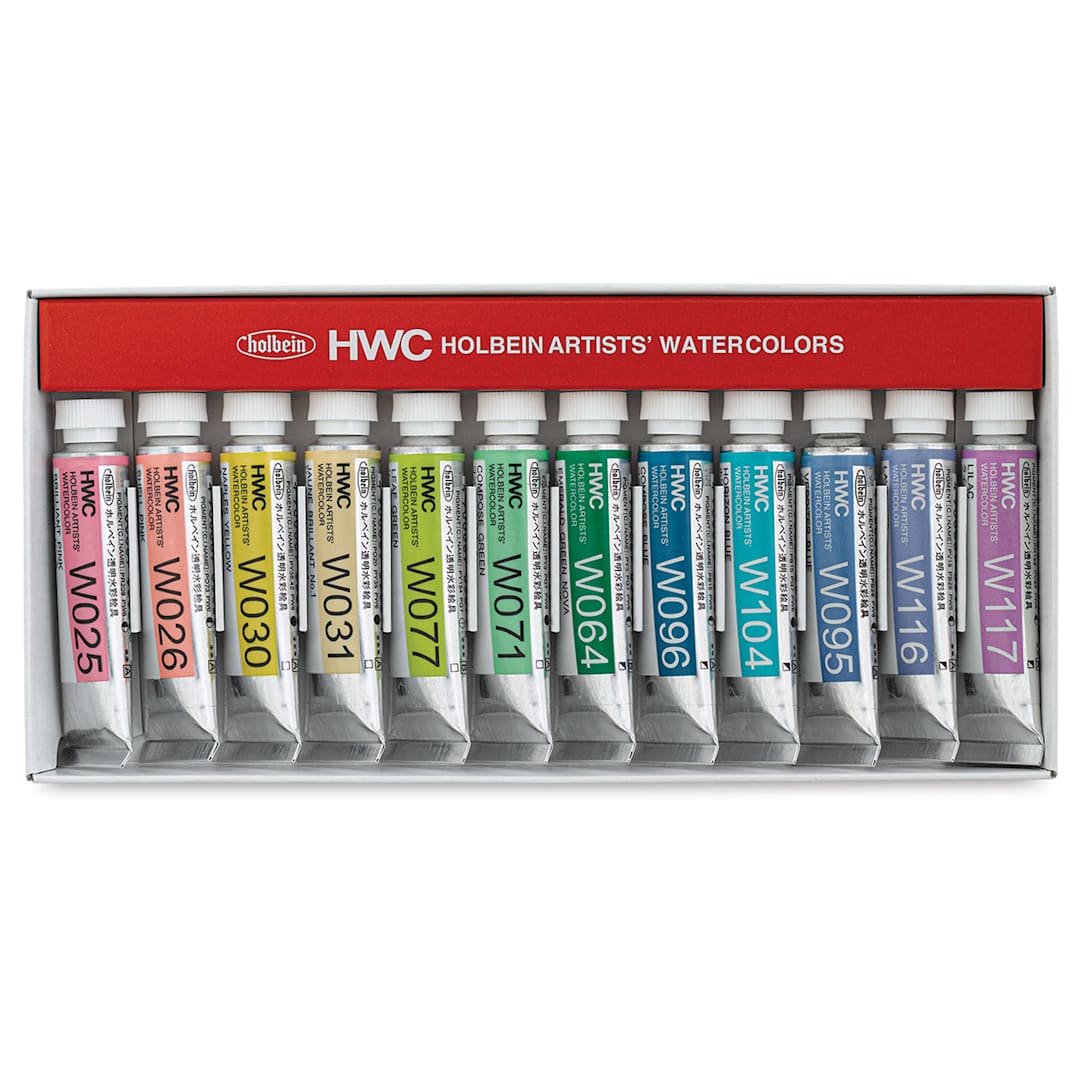 Open in modal - Holbein Artists' Watercolors - Pastels, Set of 12, 5 ml, Tubes (Tubes in box)